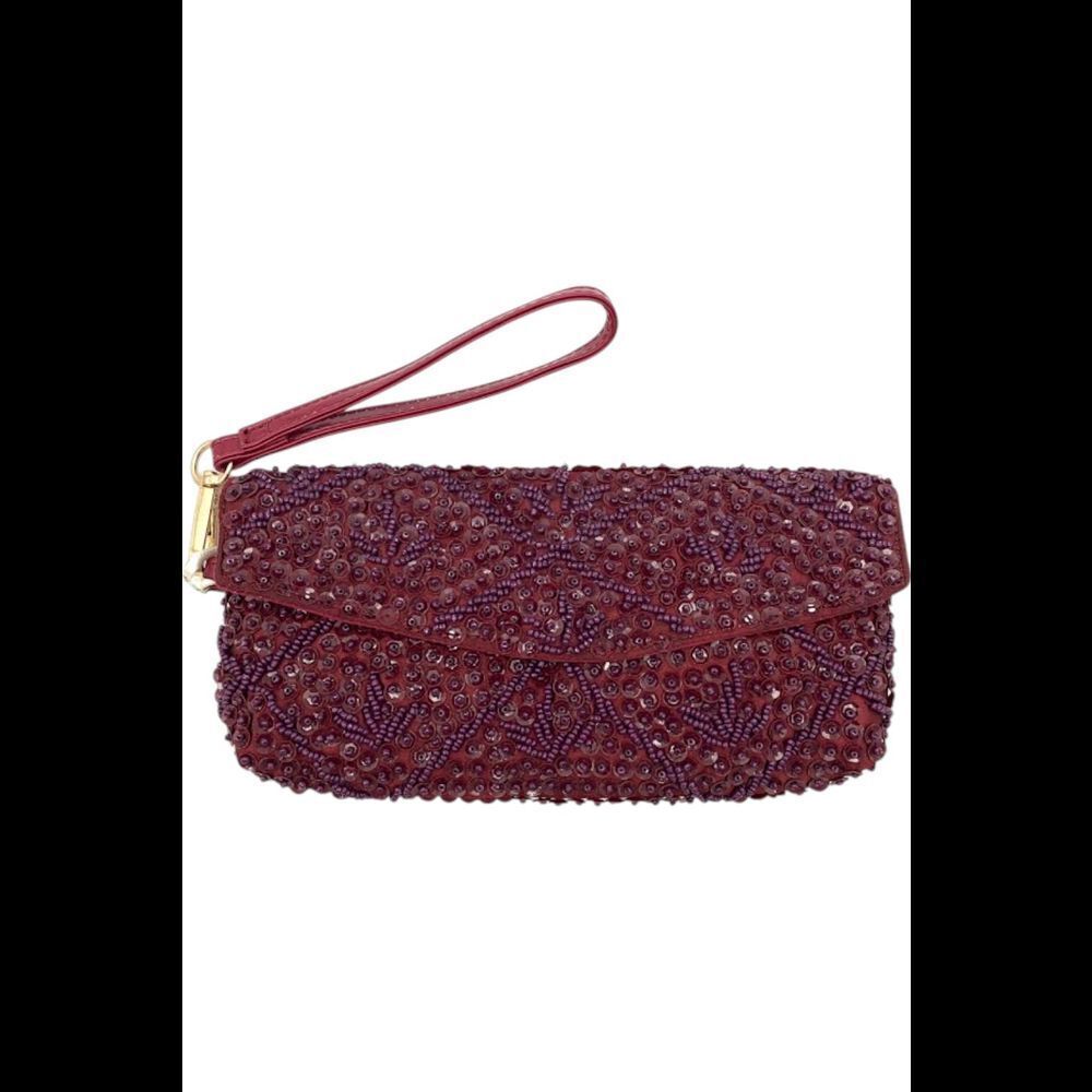 Violet & Brooks Women's Lila Sequin Wristlet Burgundy